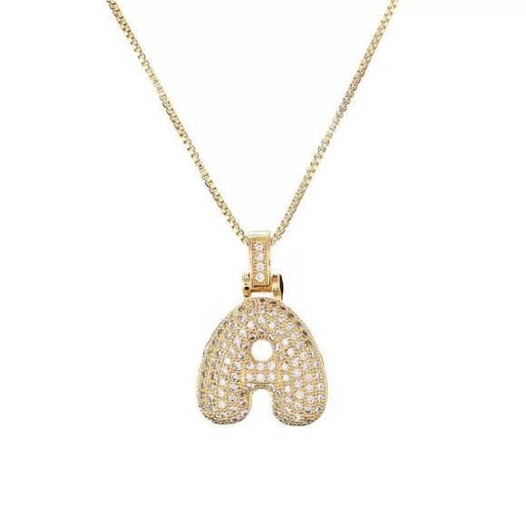 Sparkly bubble shape gold tone Initials letters necklace - Picture 6 of 9